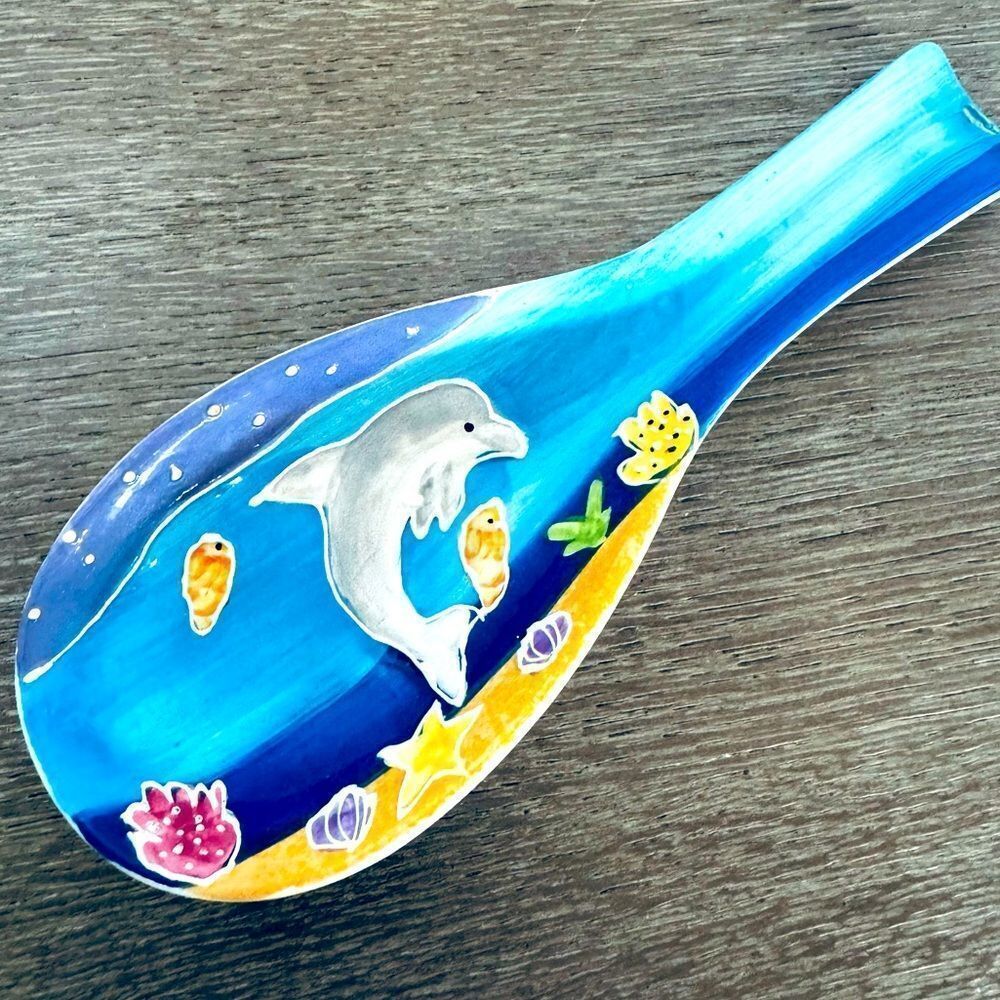 Dolphin Sea Life Ocean Ceramic Kitchen Spoon Rest